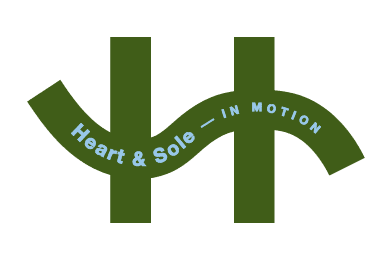 A green background with the words " heart & sole-in motion ".